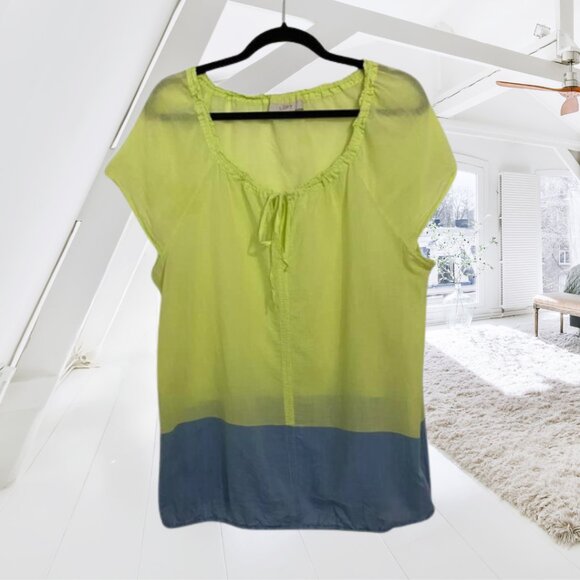 Ann Taylor LOFT Colorblock Cotton Top | 2-Toned | Lightweight & Polished Large - Picture 2 of 12